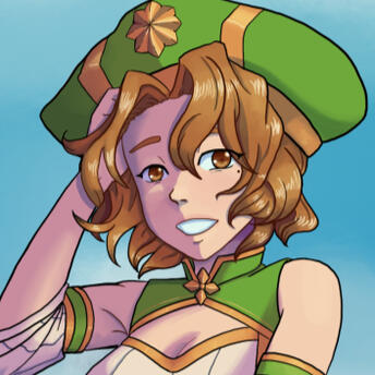 Sophie from Dragalia Lost facing the viewer and looking off to the right into an oncoming wind.